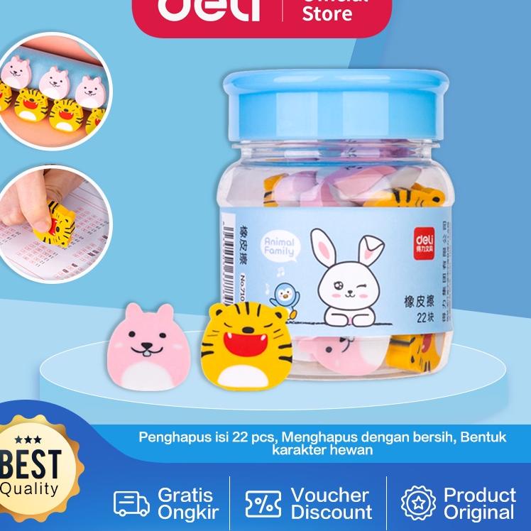 

[PRODUK 0P7CF] Deli Cartoon Eraser Animal Shape Penghapus Kartun Isi 22 pcs 71055 RBF