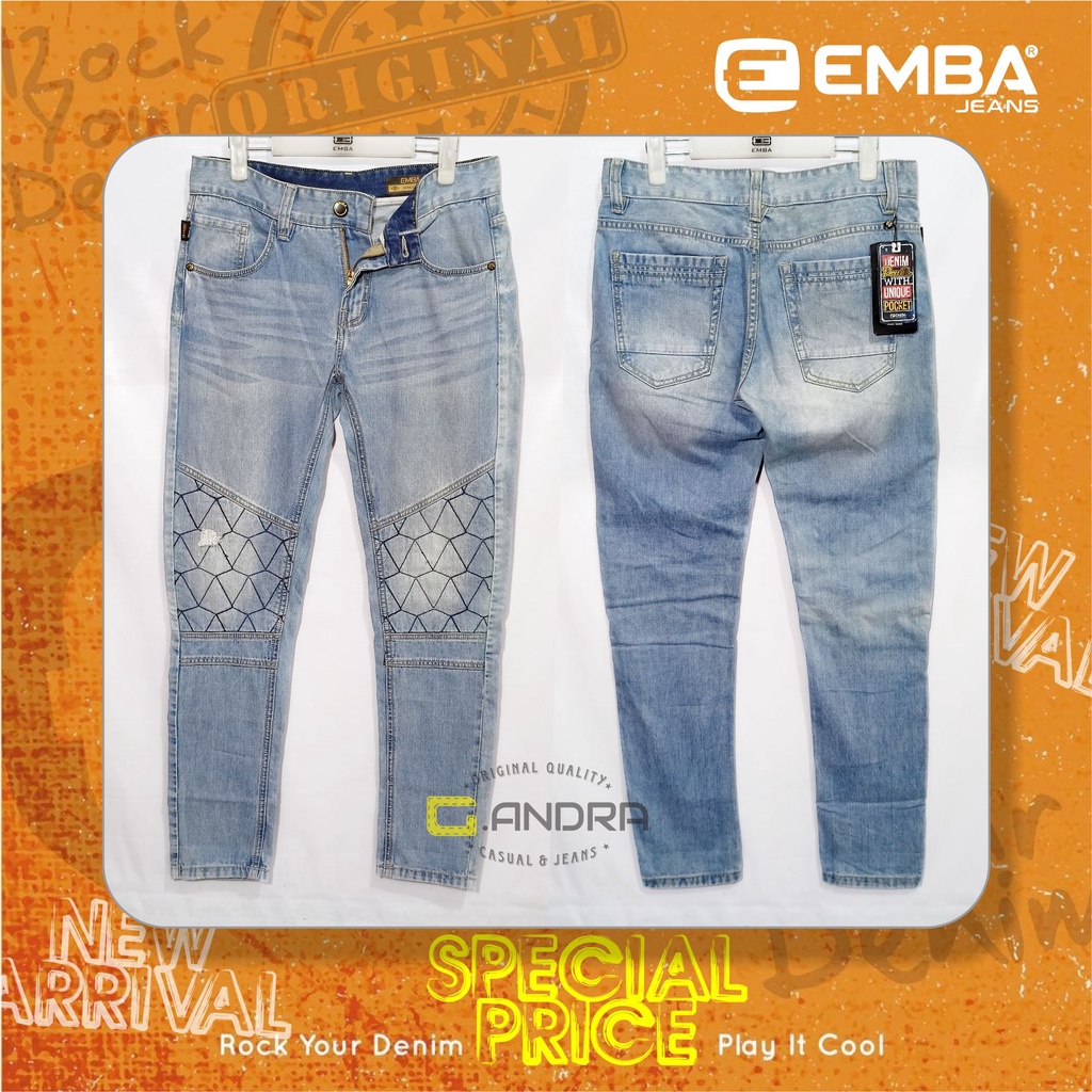 [COD] CELANA DENIM EMBA JEANS ORIGINAL RIPPED NON-STRETCH