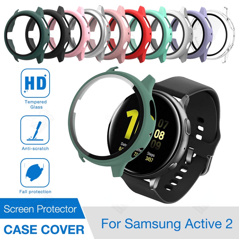 Case Matte + Pelindung Layar Tempered Glass Untuk Samsung Galaxy Watch Active 2 40MM 44MM