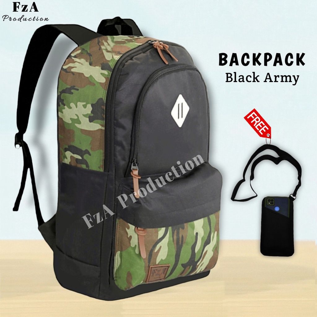 Tas Ransel Punggung Distro Casual Pria Wanita / Tas Ransel Laptop Original - FzA Gratis  Sako Wallet HP