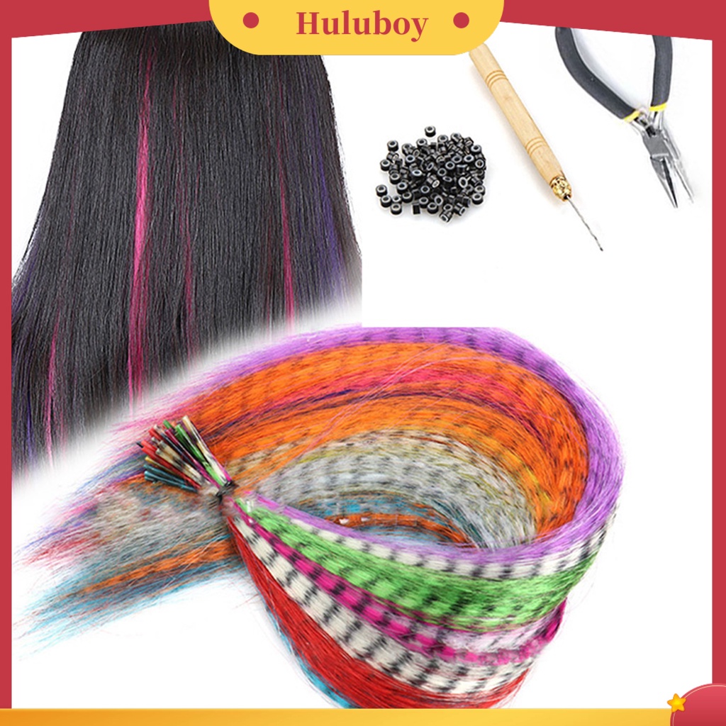 1 Set Bulu Rambut Extensions Dengan Crochet Hook Ringan Warna-Warni Untuk Rumah