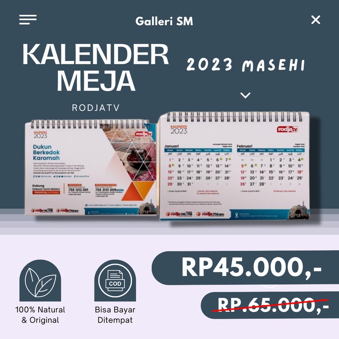 Terlaris ✨ - Kalender Meja 2023 Rodja Tahun Baru Islam Masehi Hijriah Kantor A5 Ori