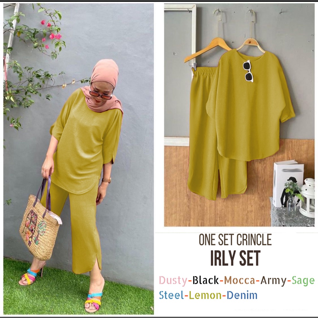 ONE SET CRINKLE IRLY SET BEST SELLER | Setelan Crinkle Jumbo Kekinian LD 120 Terlaris Termurah