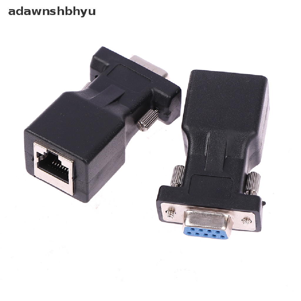 Adawnshbhyu 1Pc DB9 RS232 Male/Female to RJ45 Female Adaptor COM Port to LAN Ethernet Port Converter ID