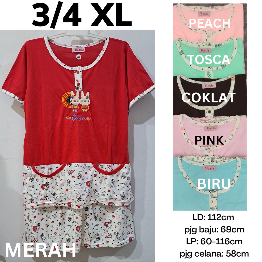 BAJU TIDUR BERIS 3/4 XL - KITTEN WINK