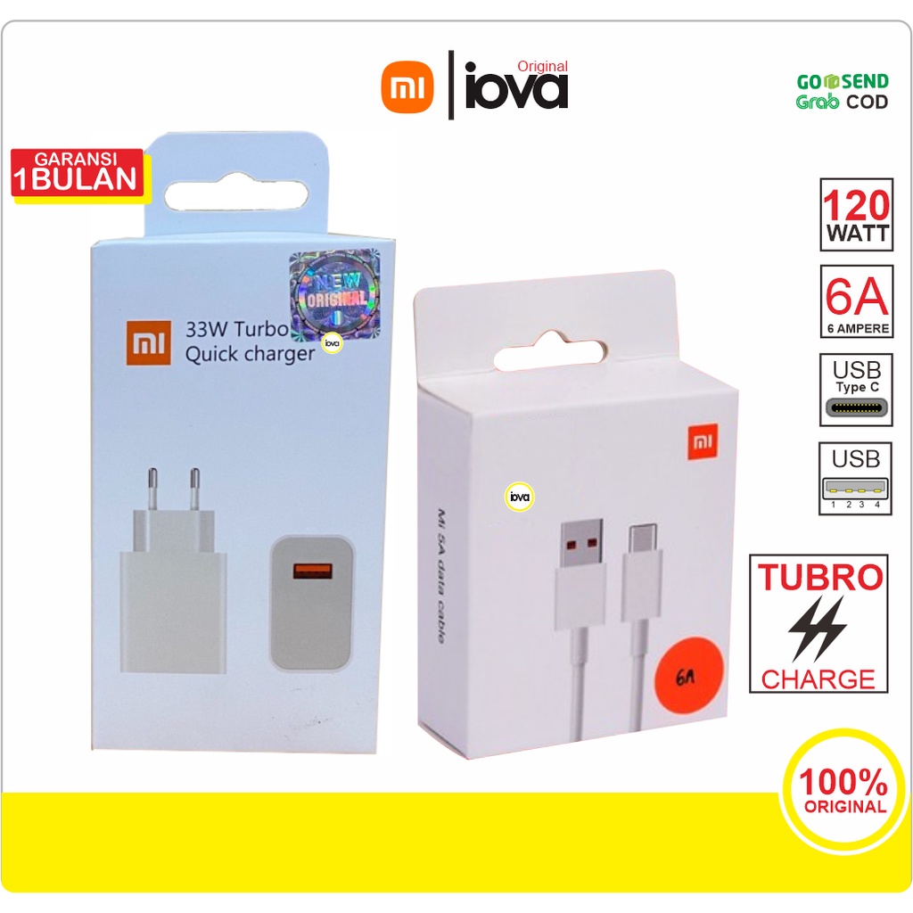 Kabel Charger XIAOMI 33W TURBO REDMI NOTE 9 10 PRO POCO X3 original - kepala turbo charge, adaptor o
