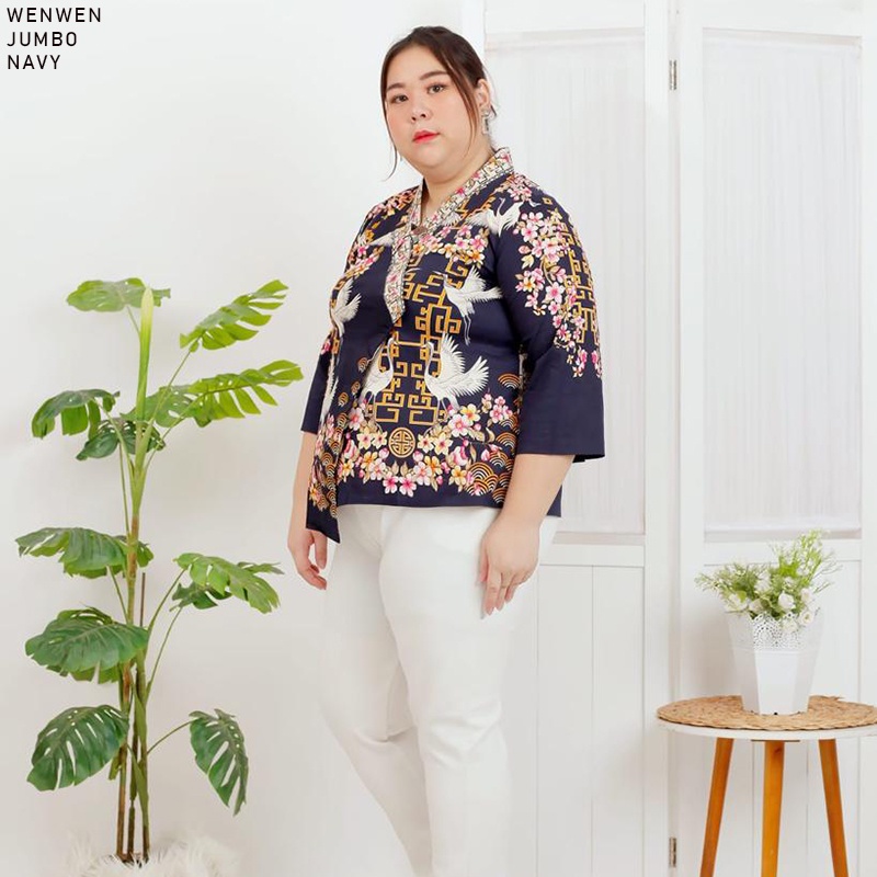 Evercloth Wenwen Atasan Batik Lengan Panjang Wanita Model Kimono Blouse Batik Perempuan Baju Batik Cewek Katun Stretch Premium Batik Couple Family Set