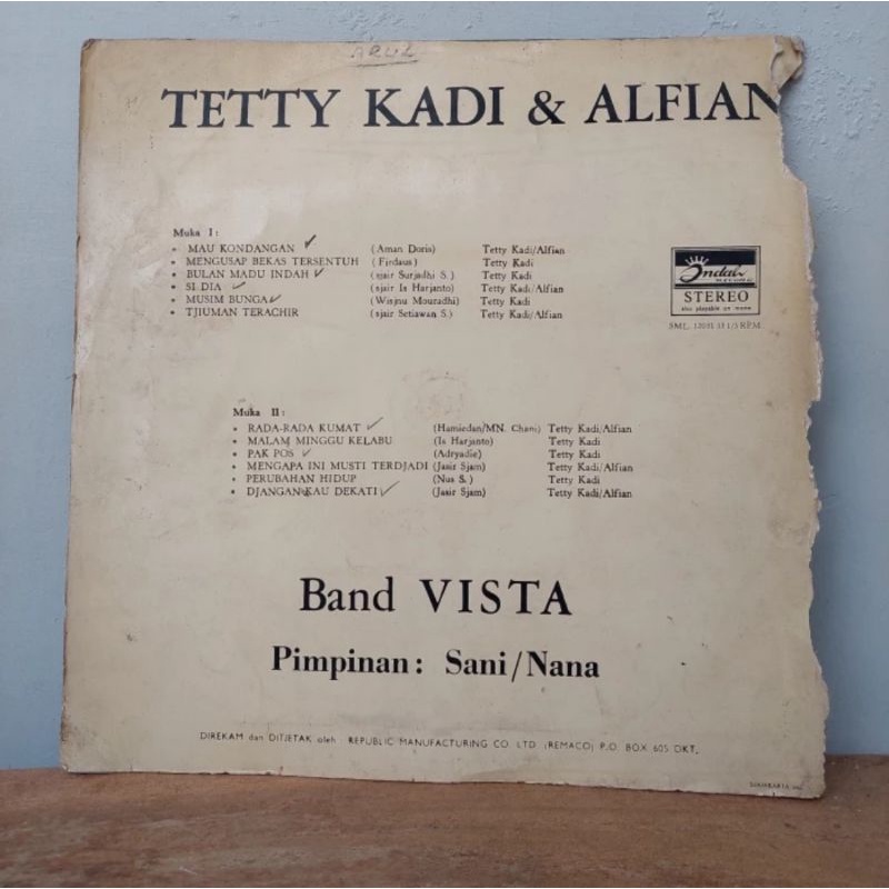 Vinyl Piringan Hitam 12 inch Tetty Kadi