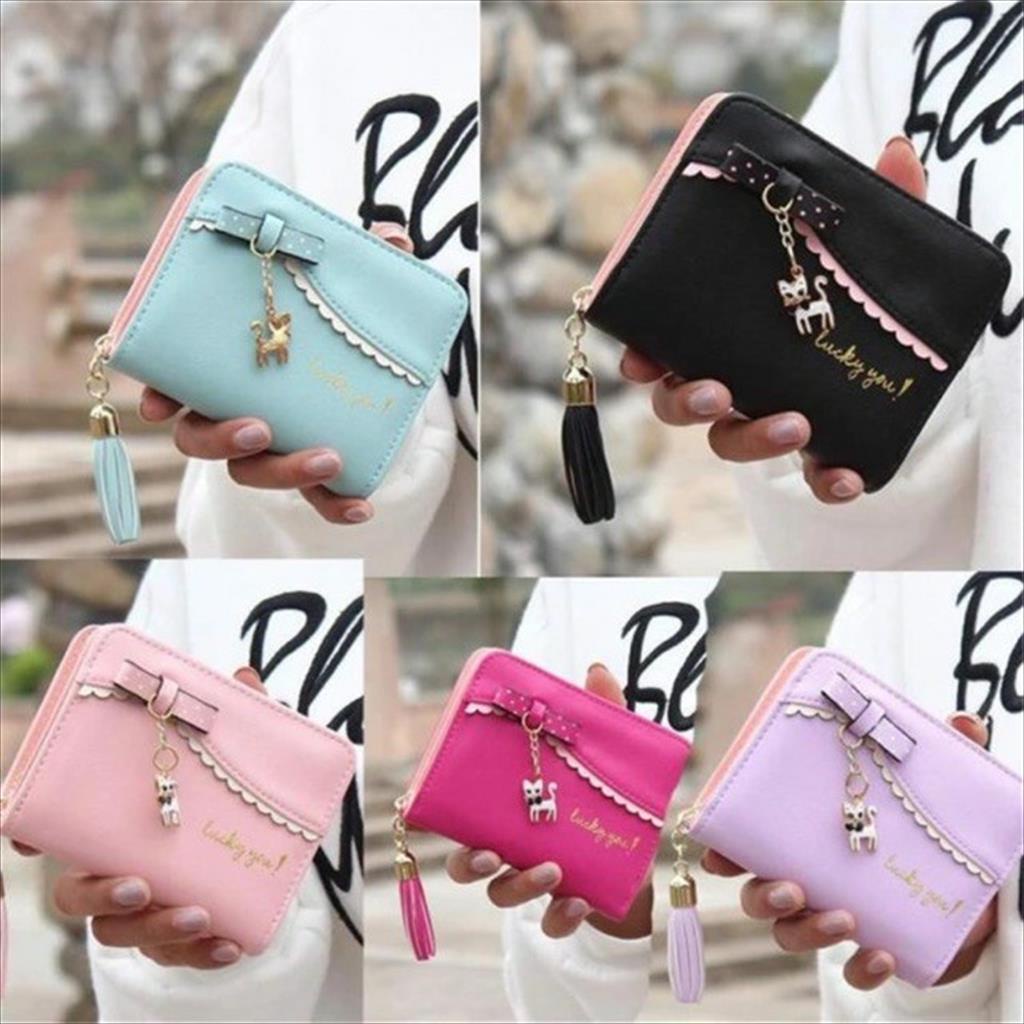 OTS 064 - Wallet / Dompet Wanita Lipat Mini fashion korea Pita Polka