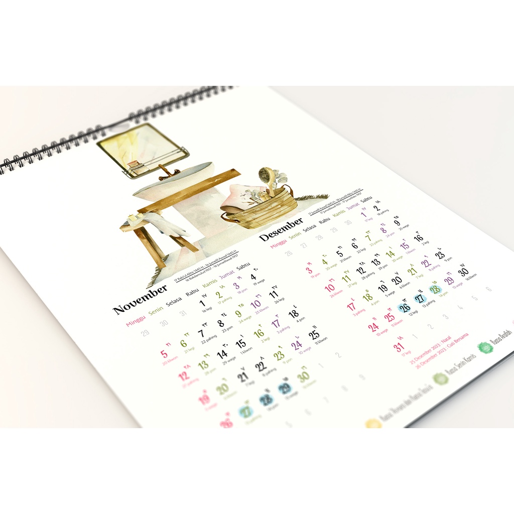2023 Kalender Dinding (disertai hari pasaran Jawa) SPIRAL Masehi Hijriyah ukuran A3+