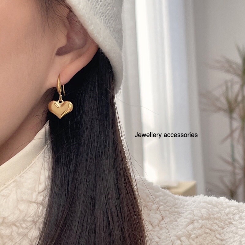 Anting Titanium Love Gold Trending Korea Fashion Style Elegan