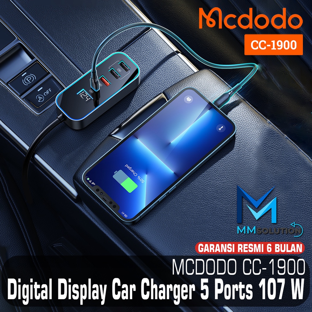 MCDODO CC-1900 Car Charger Digital Display 5 Ports 107W iPhone Samsung