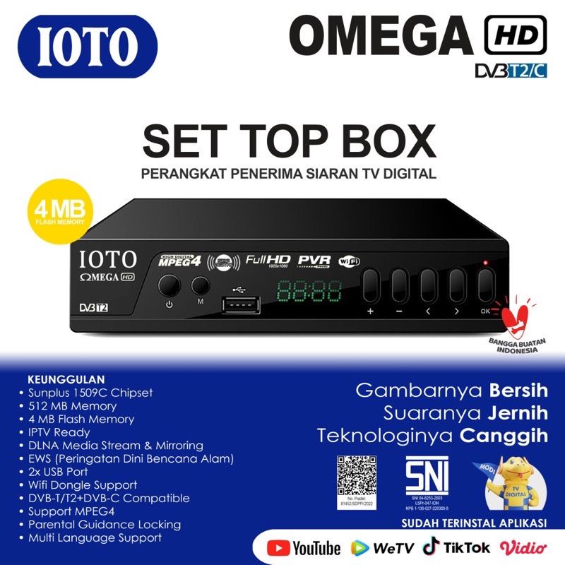 LUNA X EVERCOSS Set Top Box TV Penerima Siaran Digital Receiver Full HD/ STB Wifi Bisa Youtube (Bisa