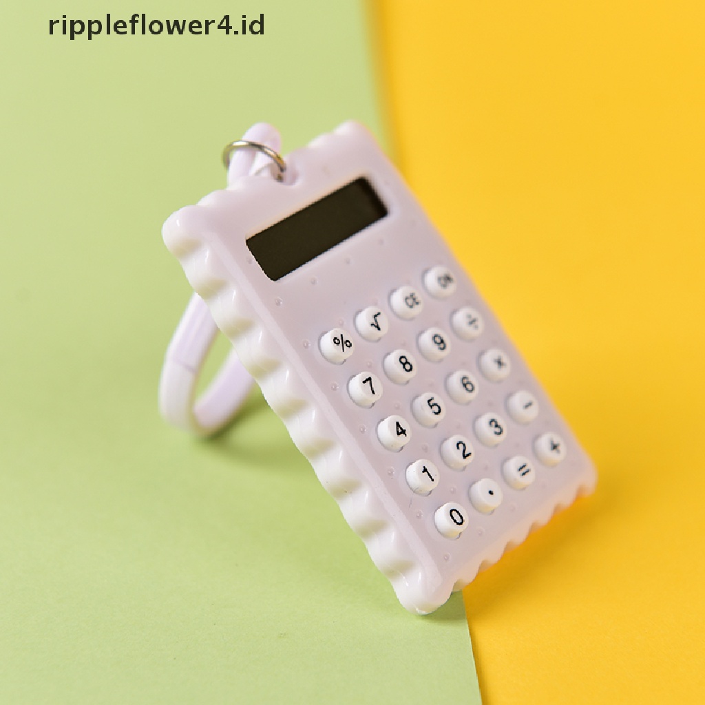 {rippleflower4.id} Casing Plastik 8digis Elektronik Mini Kalkulator Gantungan Kunci Warna Acak Pop~