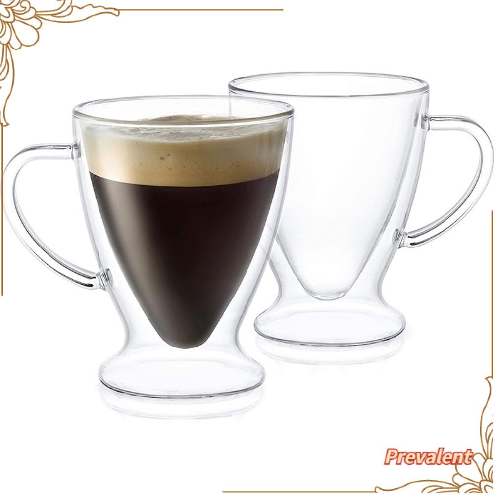 Preva Double Wall Glass Cup Tahan Panas Handmade Mini Whisky Cup High Borosilicate Breakfast Mug Transparan Bening