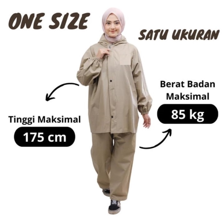 Jas Hujan Stelan Baju Celana Mantel Motor Pria Wanita Setelan Tebal Kuat Bahan Parasut PVC Premium