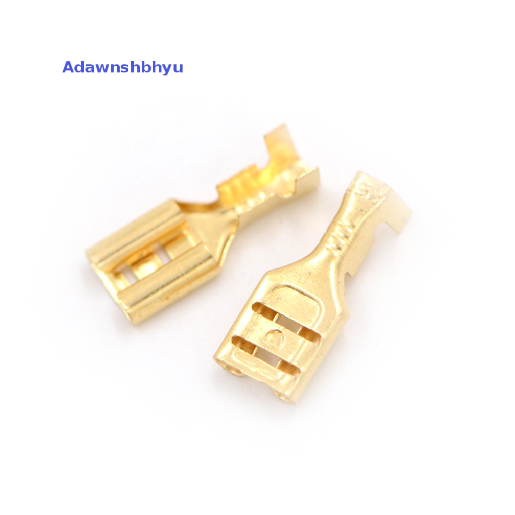 Adhyu 100pcs 4.8mm Emas Kuningan Speaker Mobil Female Spade Terminal Wire Connector ID