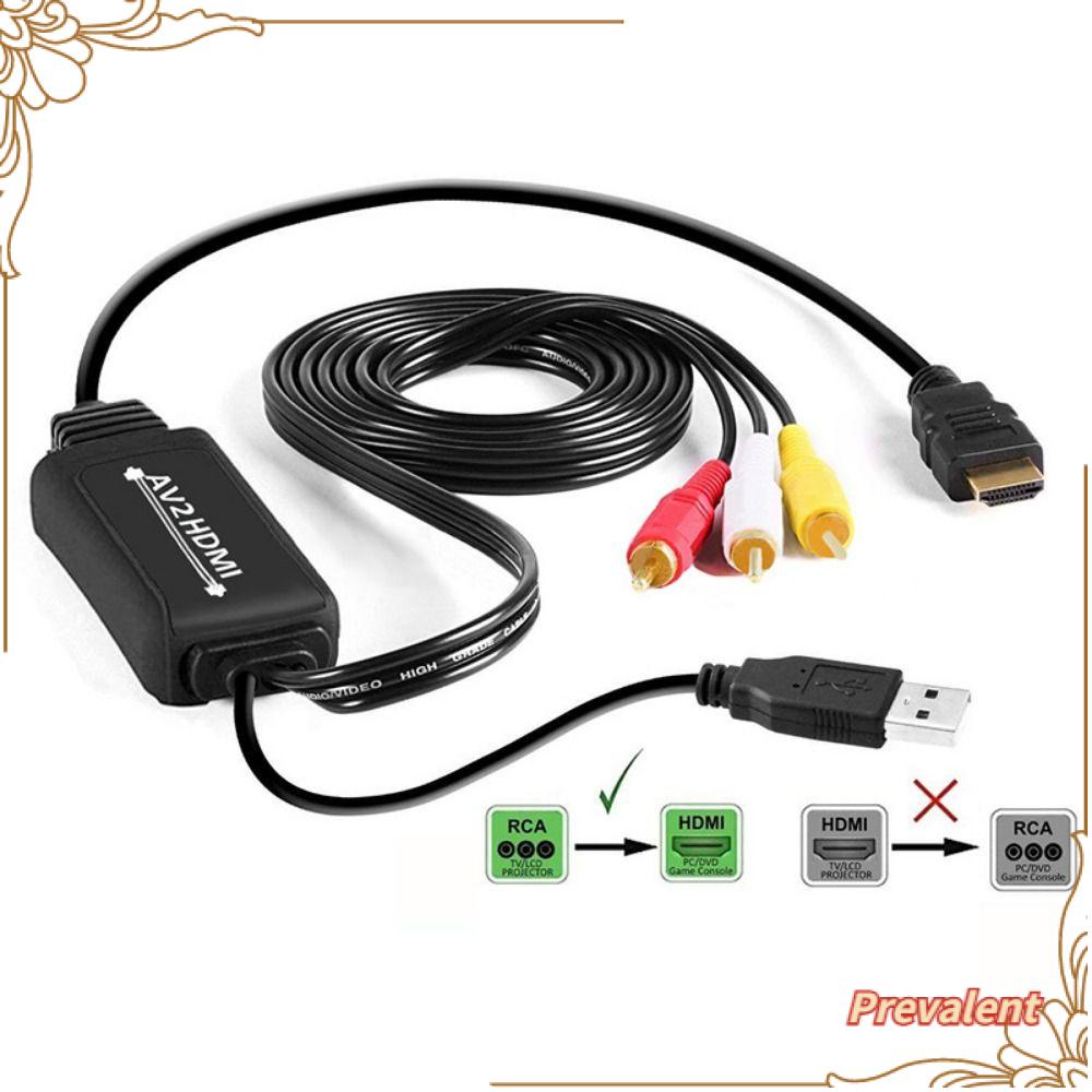 Preva RCA to HDMI Converter TV Game Support PAL NTSC AV Adapter CVBS Composite