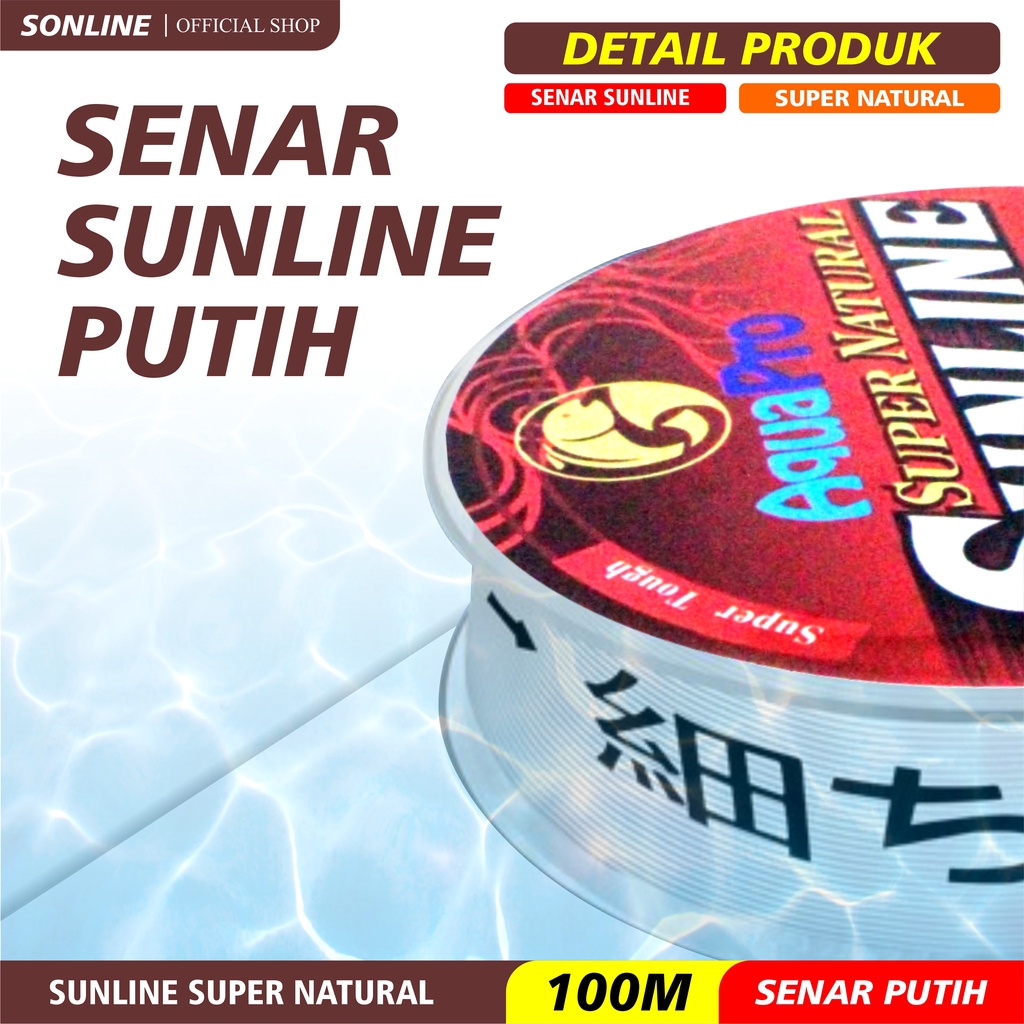 SONLINE Tali Pancing Sunline Senar Pancing 100m Super Natural Sunline Nilon Daya Tarik 3,8 Kg - 21,5 Kg