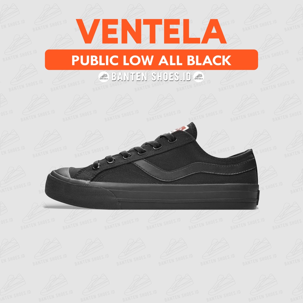 Sepatu Ventela Public Low All Black Full Hitam