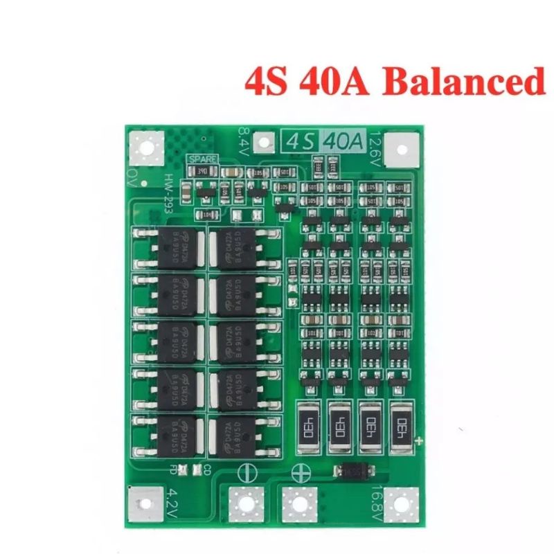 4S 16.8 Volt 18650 Lithium Battery Charger BMS 40A Balance