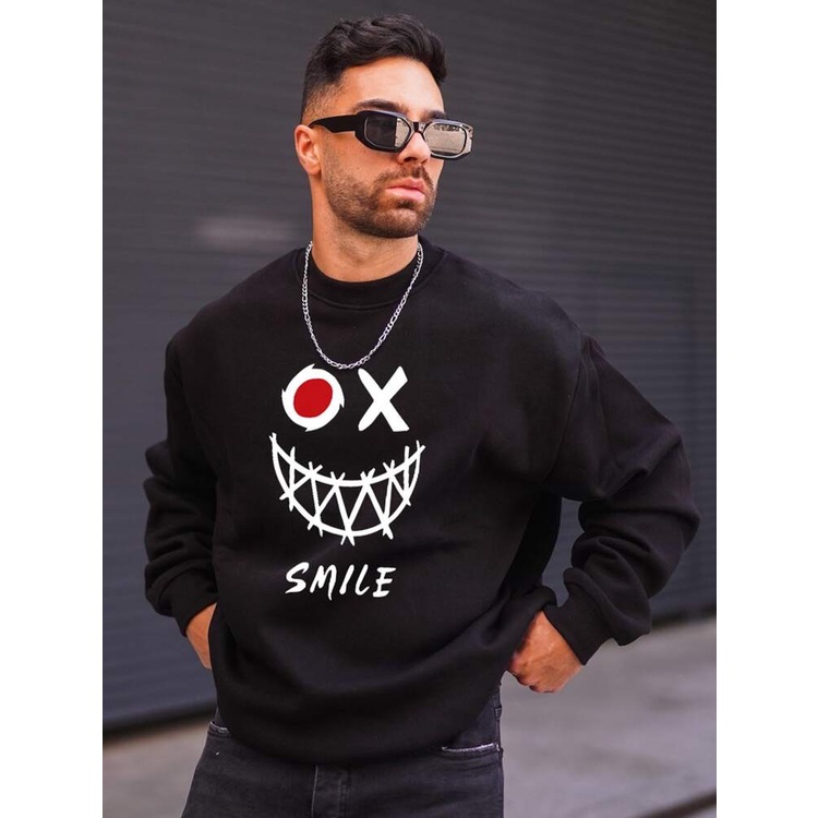 OX Smile Sweatshirt Basic II Sweater Crewneck Print DTF II Sz M - XL Anak &amp; Dewasa ( Pria &amp; Wanita )