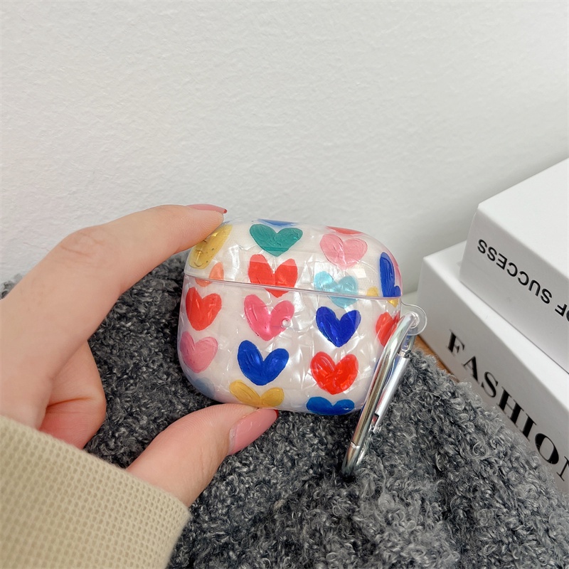 Casing Mutiara Lucu Mewah Untuk Apple Airpods1 2 3 Pro Gelang Rantai Case Untuk AirPods Pro Case Dengan Gantungan Kunci Earphone Hati Bunga