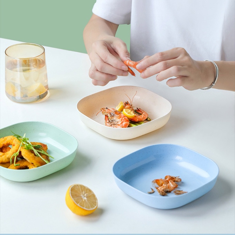 Mary Wheat Straw Dinner Plate Plastics Fruits Plate Microwave Cuci Piring Aman-