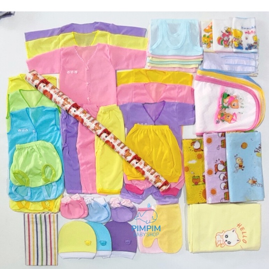 50 Pcs Paket Perlengkapan Bayi Baru Lahir LENGKAP EKONOMIS Set Kado Lahiran Baju Bayi Newborn Murah Hemat