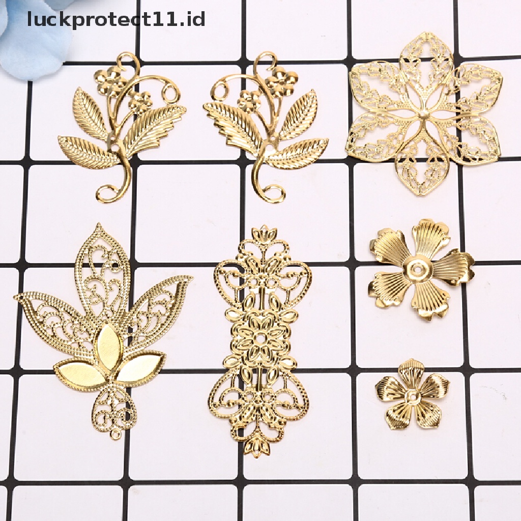 /Fashion Hot// Fashion// 50Pcs Vintage Metal Leaf Kerawang Bunga Slice Ch DIY Craft Membuat Perhiasan.