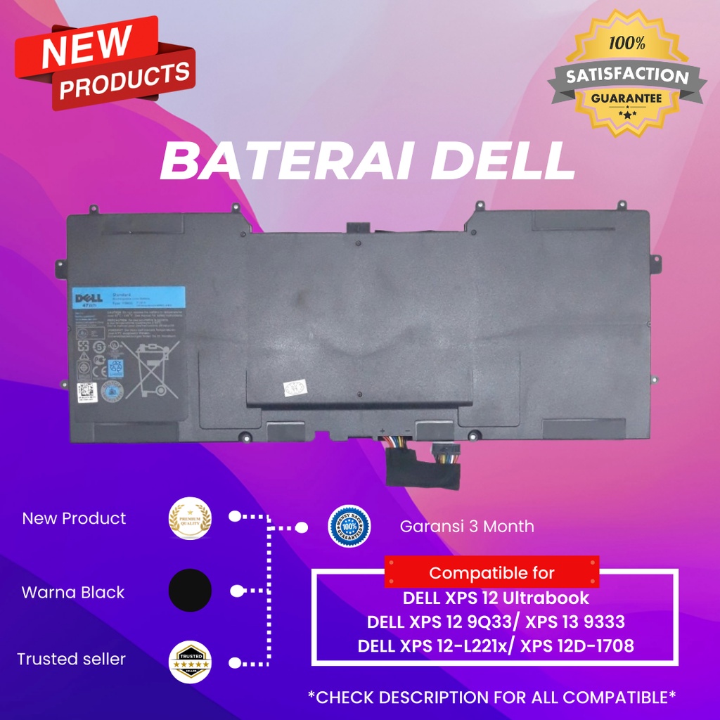 baterai laptop ultrabook dell xps 13 ori