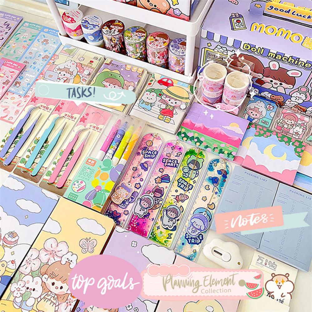 Timekey Kreatif Indah Natal Buta Kotak Beruntung Tahun Baru Kejutan Siswa DIY Scrapbook Stiker Notebook Gel Pena Mainan Set F8N1