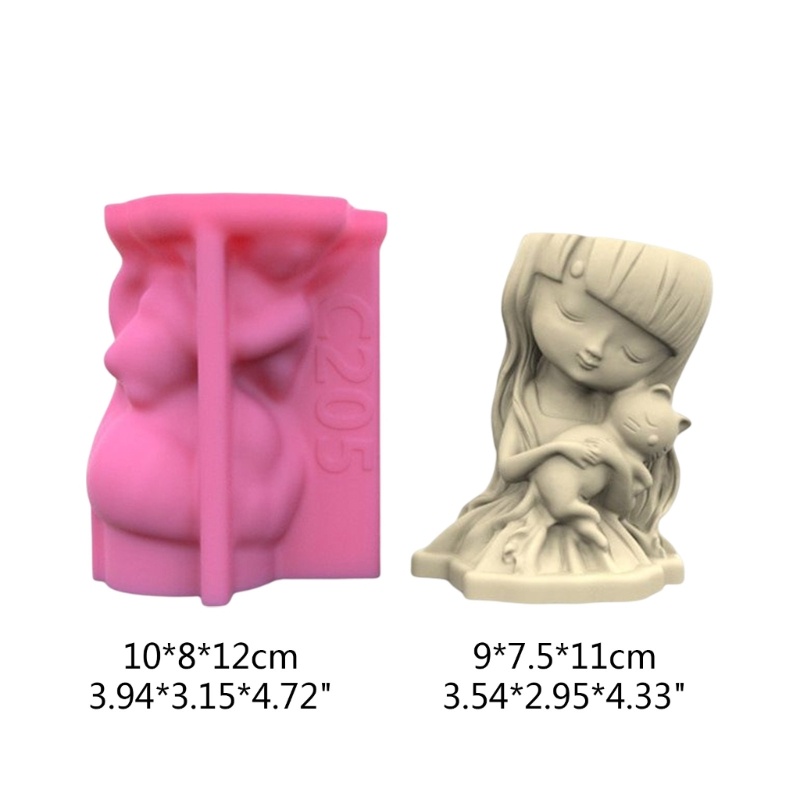 Siy Girl Gypsum Cetakan Silikon Diy Sukulen Beton Pot Bunga Vas Plester Cetakan Semen Clay Mold Holder Mold