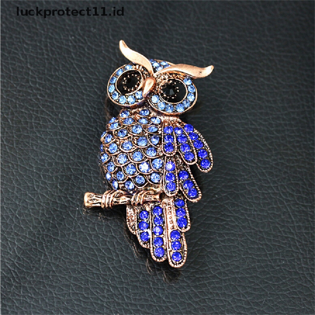 /Fashion Hot// Fashion// Hot Bridal Owl Gold Pin Bouquet Vintage Biru Berlian Imitasi Pernikahan Bros.