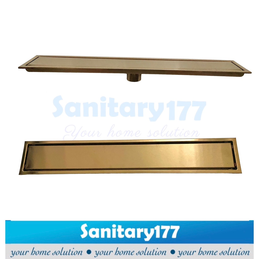 Saringan Got stainless 304 ROSEGOLD Panjang 10x60 cm -Floor tile smart Drain long insert 60cm 30cm 10x30 cm stenlis pink rose gold pembuangan air mandi anti bau kecoa tikus drainer