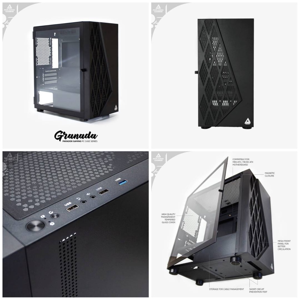 PC Case Paradox Gaming Granada Tempered Glass