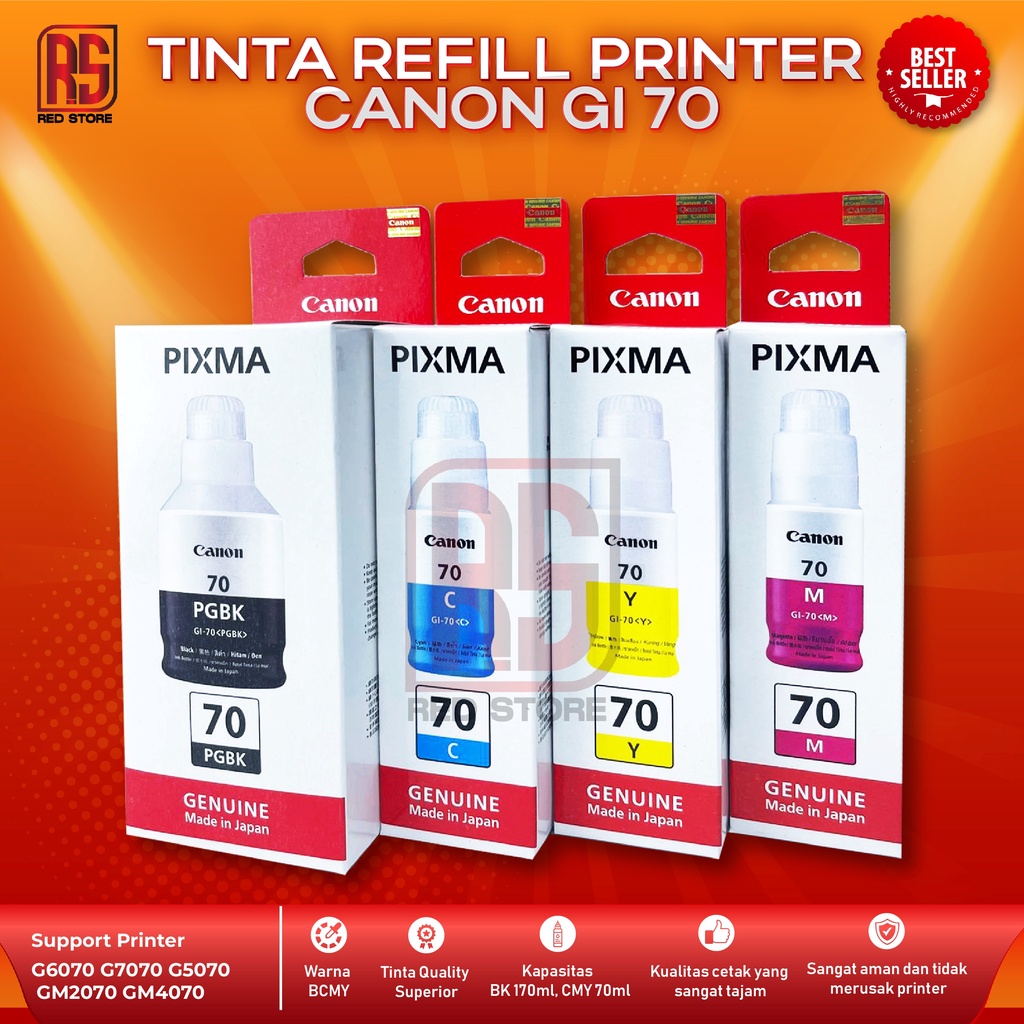 1 SET 4 PCS Tinta Canon Gi 70 For Printer G5070 G6070 G7070 GM4070