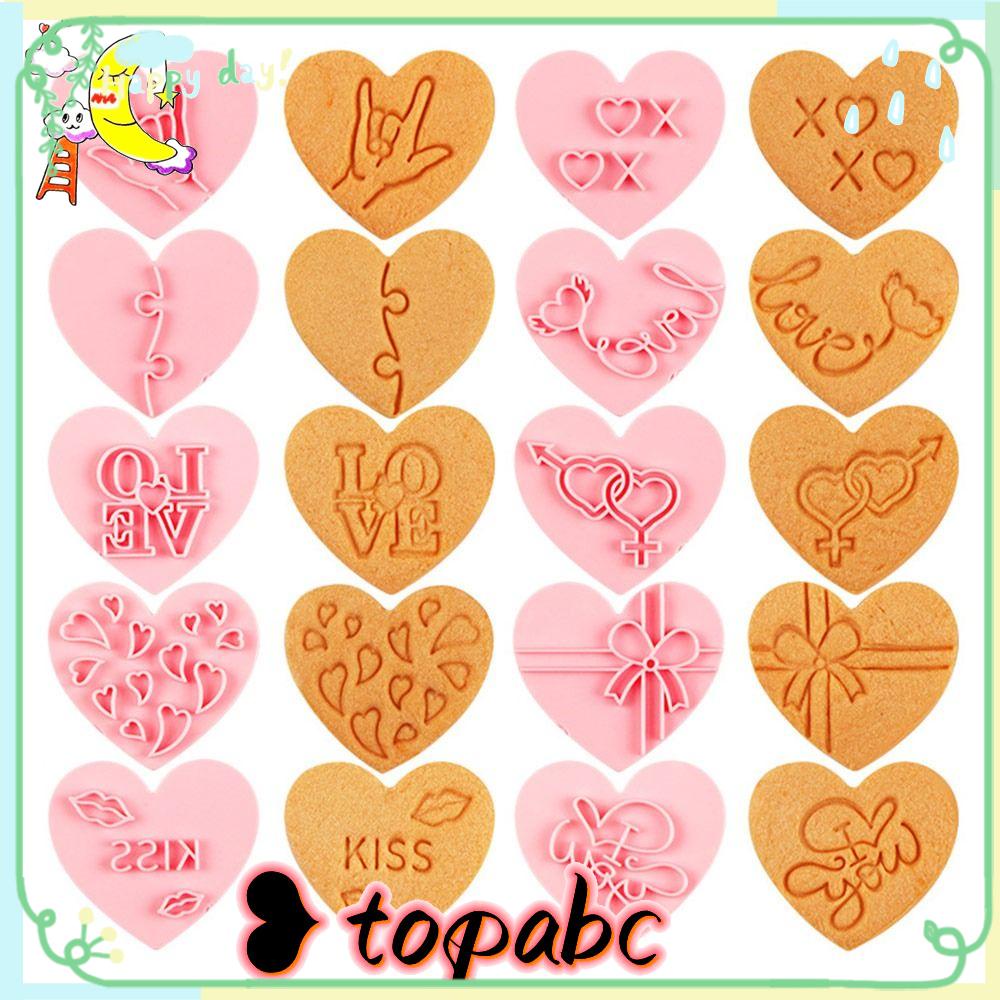 Top 10pcs/set Hari Valentine Makanan Fondant Cetakan Kue Cetakan Biskuit Plastik