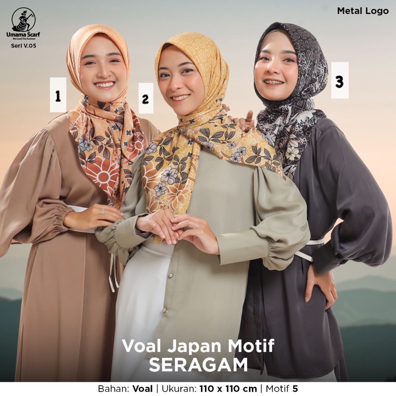 (PART 3) (v.05 v.11 v.08 v.14)  SEGIEMPAT VOAL JAPAN MOTIF METAL LOGO UMAMA SCARF