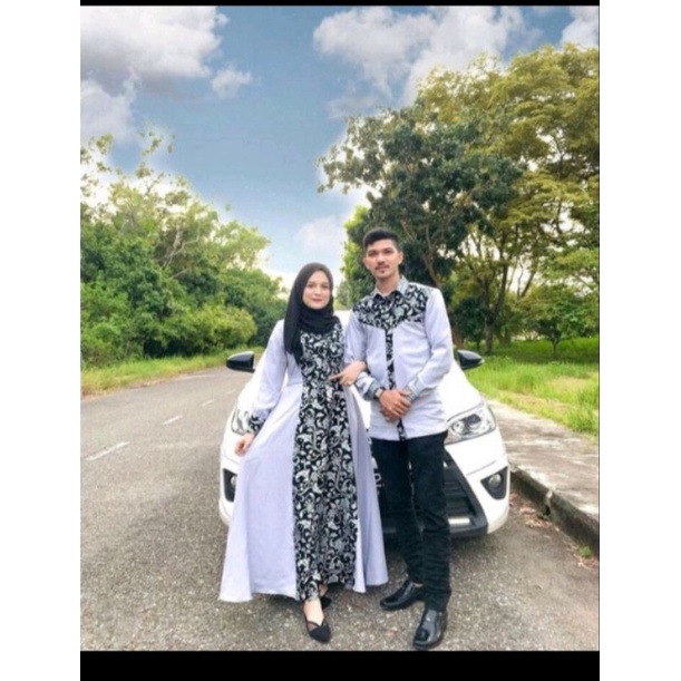 set couple pasangan suami-isteri baju batik keluarga kondangan terbaru 2022 gamis muslim modern limited edition