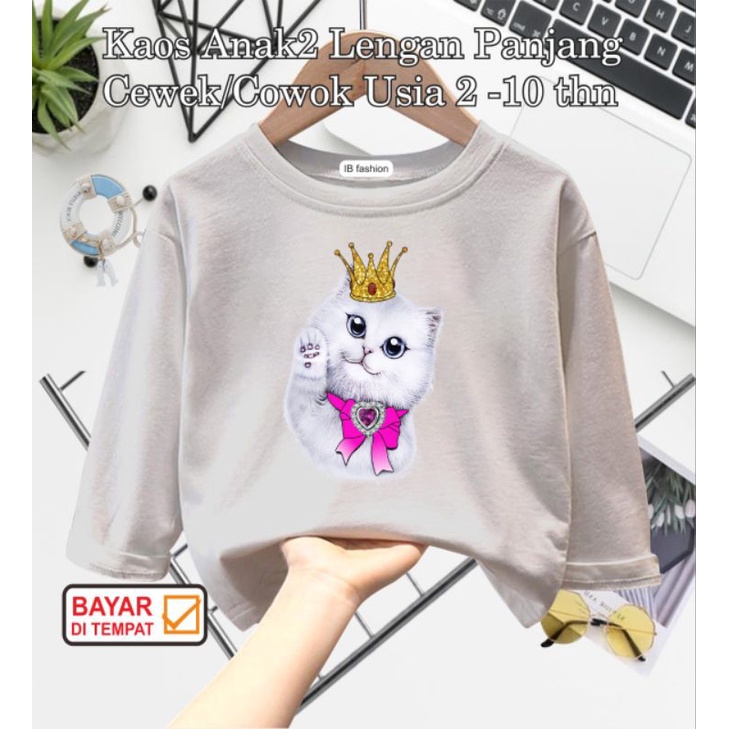 ((IB))KAOS ANAK2 UNISEX PANJANG/KUCING DIGITAL SABLON