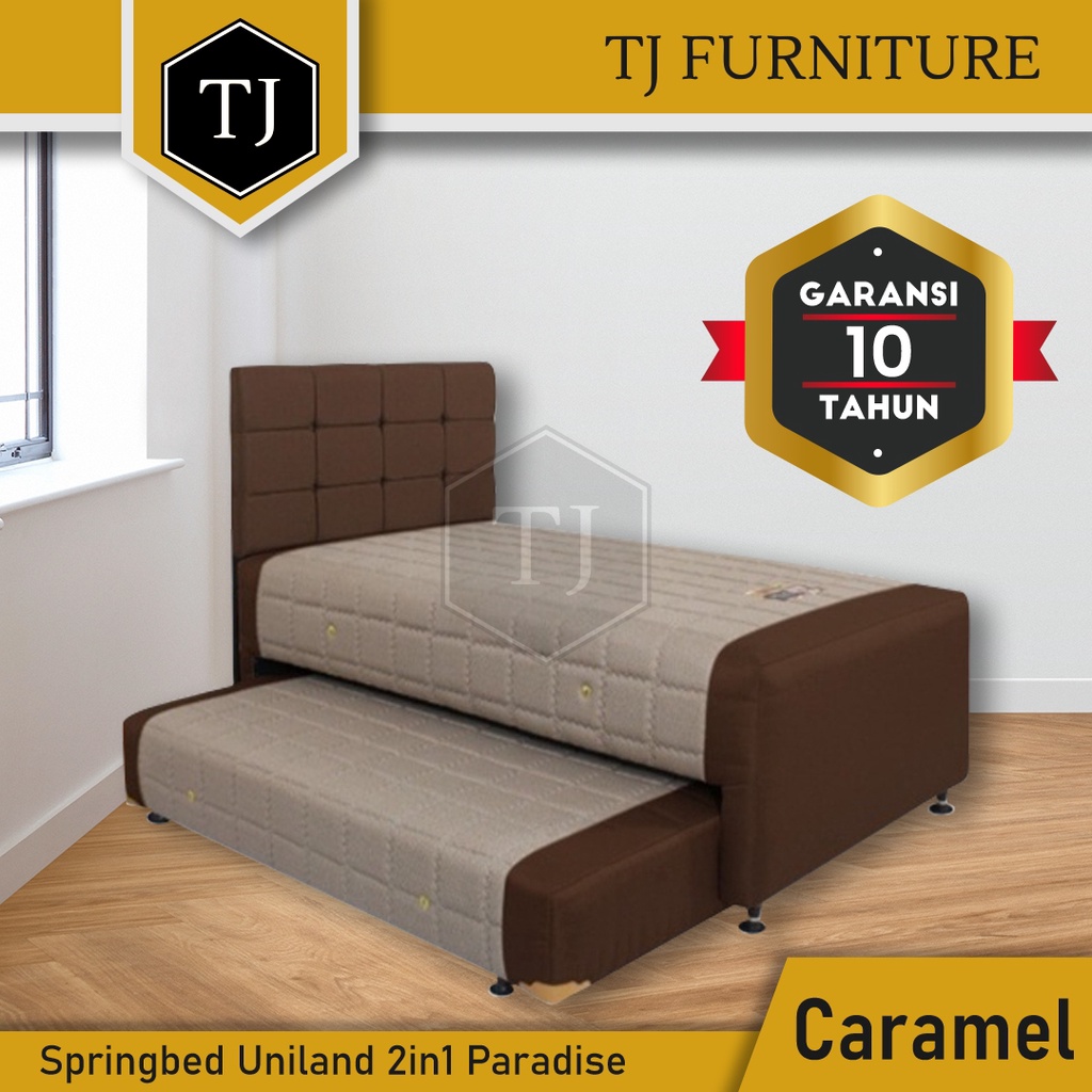 Uniland 2in1 Paradise Caramel / Kasur Springbed Anak 2 in 1 Sorong Atas Bawah - FULLSET