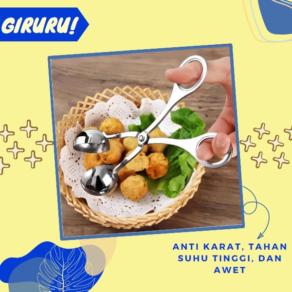 Scoop Cetakan Bakso Model Gunting / Alat Pembuat Cetakan Bakso Meatball Scoop / Cetakan Bakso Bahan Stainless Anti Lengket