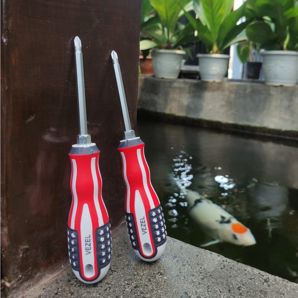 Obeng Amerika Bolak Balik 4 inch Drei Magnet Kembang Plus Minus USA