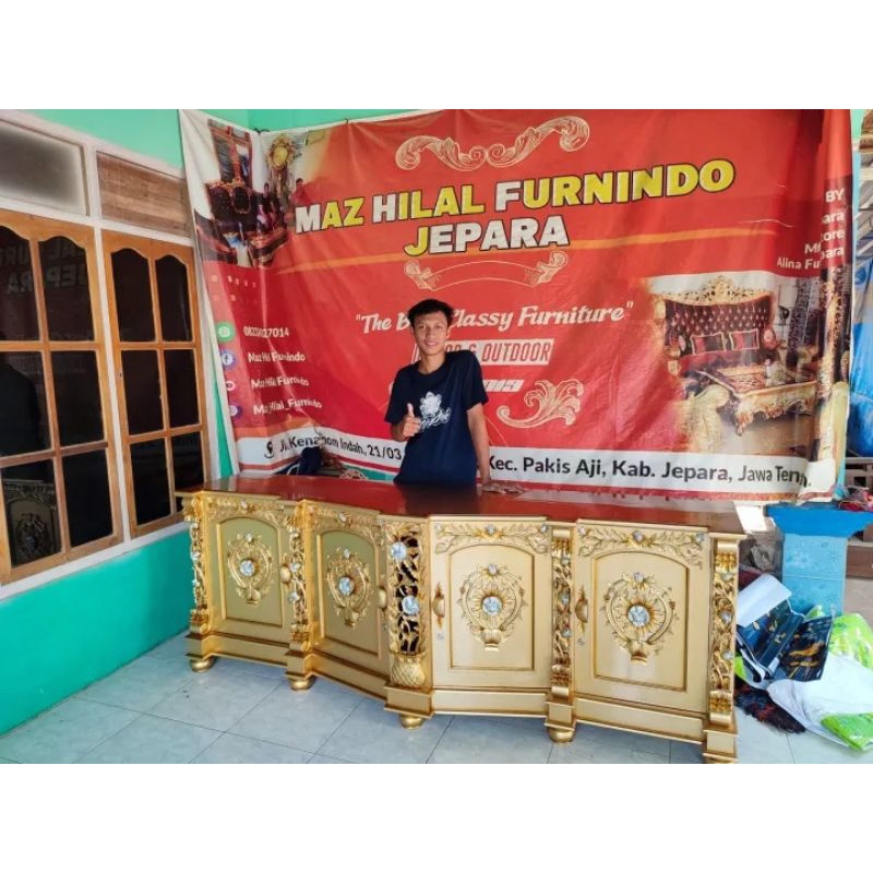 BUFET SIMA JATI UKIR JEPARA | BUFET PENDEK HIAS | BUFET TV RUANG TAMU | BUFET HIAS DEKORASI RUANG TA