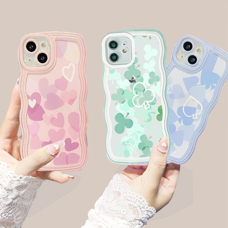 Redmi 10C Note 11 Pro Note11S 10A 9C 9A 10 9T Note10 5G 10s Note9 Note8 Note 9S Poco X3 NFC M3 Tiga Warna Love Plum Blossom Spade Design Silicone Case DGX