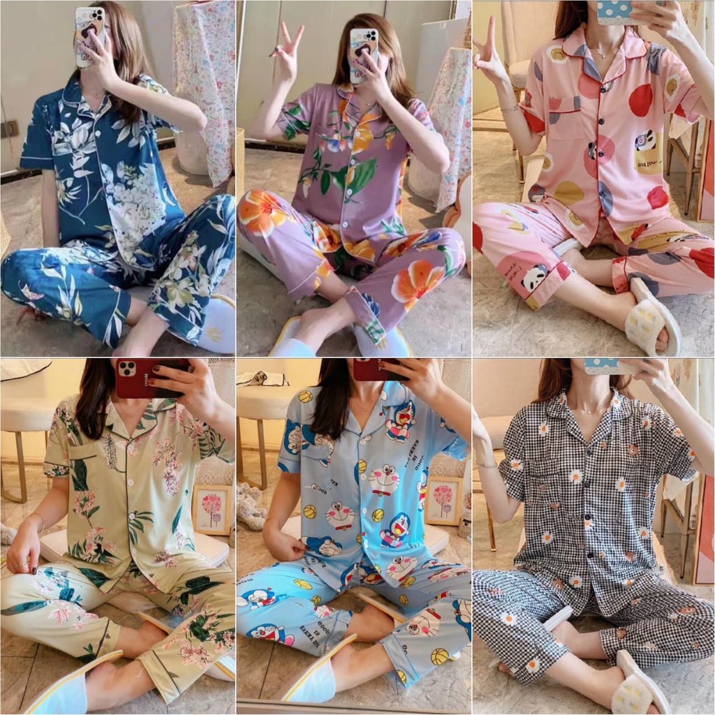 GM ARW108 - Baju Tidur Piyama Set/Piyama Wanita Import/Baju Piyama Lengan Pendek/Short Sleep Wear A11-A20