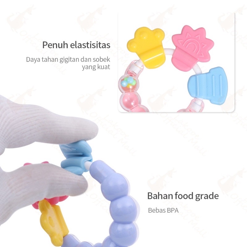 Mainan Rattle Genggam Bayi Gigitan Empeng Buah Plastik Dengan Teether Gelatin GIRI