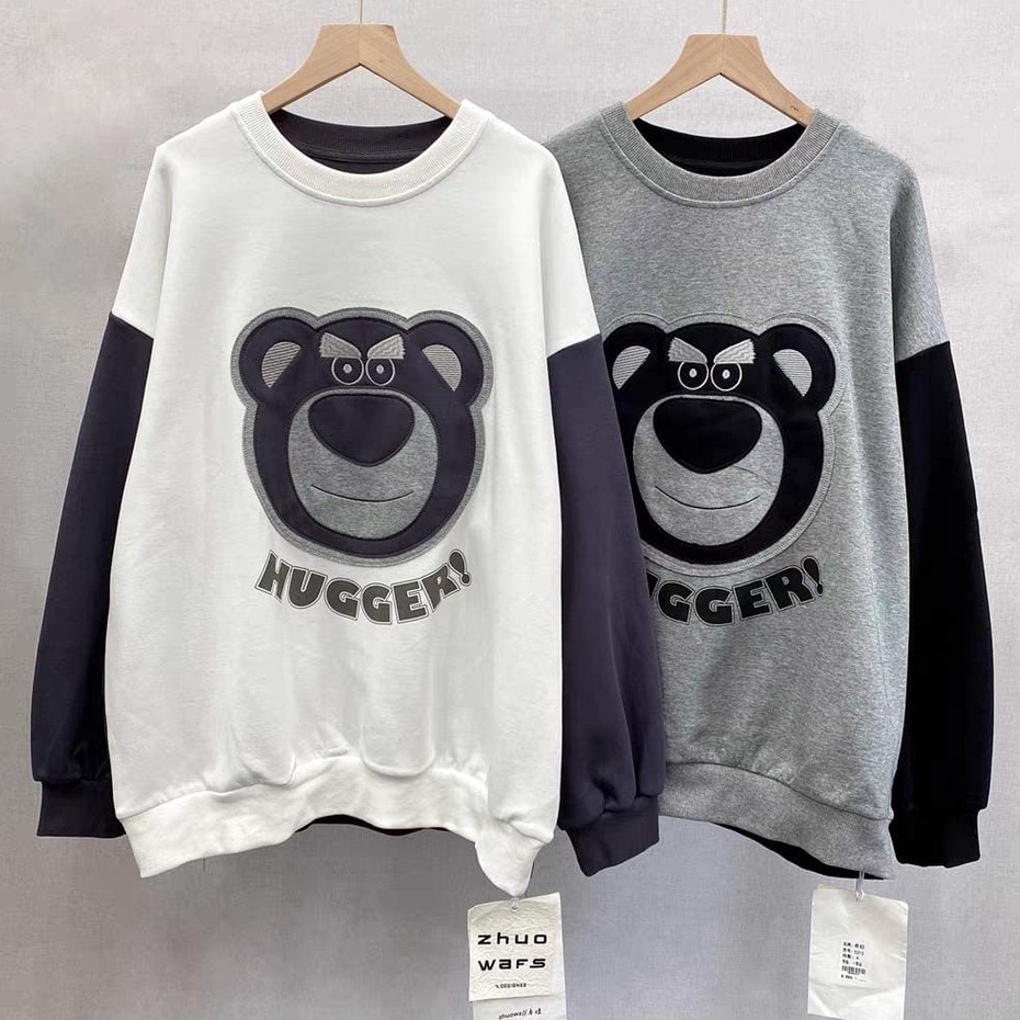 HUGGER BEAR COMBINATION SWEATER CREWNECK UNISEX (V1)