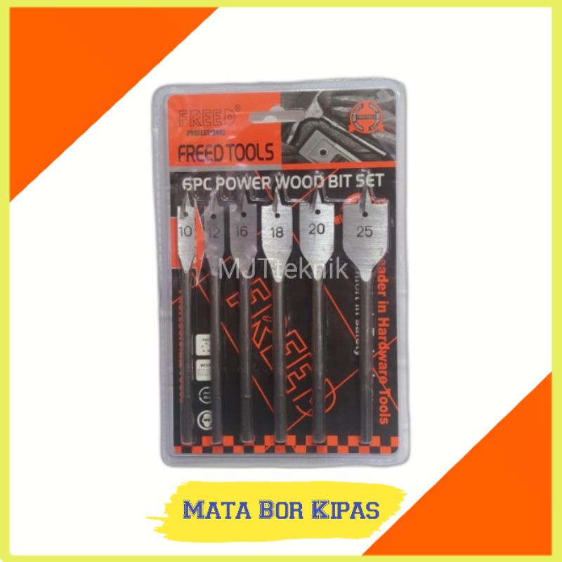 Mata Bor Kipas Freed 1set Isi 6pcs Power Wood Bit / Mata Bor Kayu Kipas